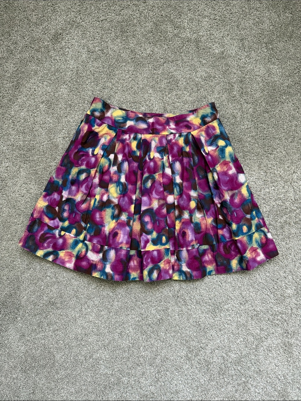 hinge Purple Floral 100% Cotton Lined Skirt Size Small